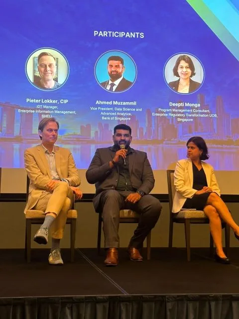 Ahmed Muzammil speaking on a panel at the AIIM ASEAN Forum 2026 at Pan Pacific Singapore