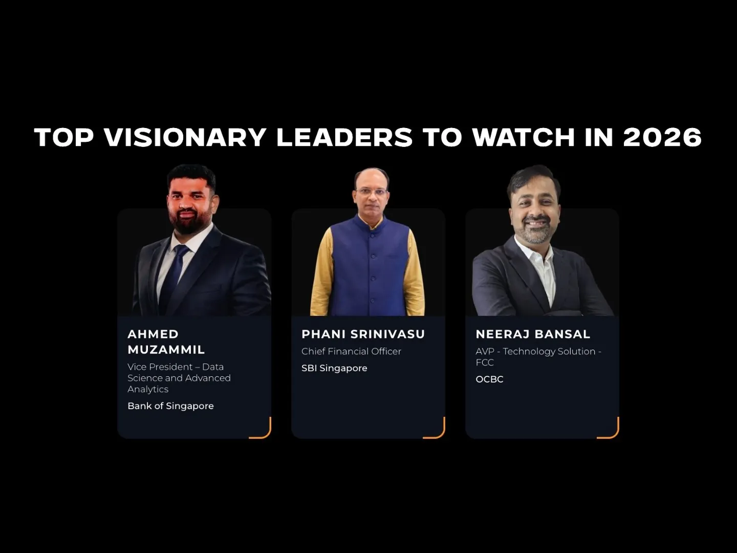 Fintech Revolution Summit's Top Visionary Leaders to Watch in 2026, featuring Ahmed Muzammil of Bank of Singapore