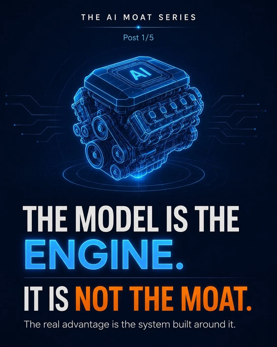The AI Moat Series, Post 1: the model is the engine, it is not the moat. The real advantage is the system built around it.